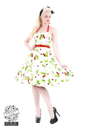 White Dolores Cherry Swing Dress
